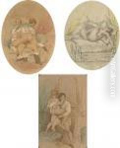 Three Erotic Drawings by Mihaly von Zichy
