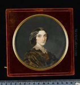 A Lady, Wearing Brown Dress Trimmed With Black Lace And Small White Lace Collar. by Mihaly von Zichy