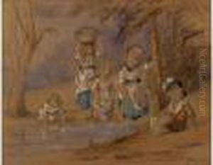 Children At Play by Mihaly von Zichy