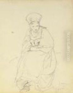 Seven Figure Studies: A Seated
Peasant Girl Seen From Behind; Anorthodox Priest; Drapery; A Seated
Peasant Girl Looking Down; Aservant With A Tray Of Food; A Female Nude,
Half-length; And Asleeping Female Nude by Mihaly von Zichy
