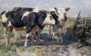 Cows In A Field by Heinrich Johann Von Zugel