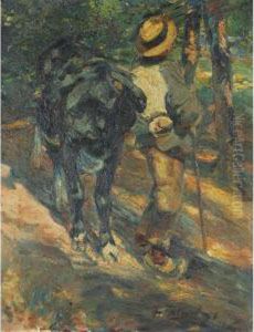 Farmer And Cow by Heinrich Johann Von Zugel
