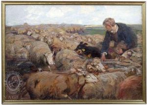 Flock Ofsheep With Herdsman Flock Ofsheep With Herdsman