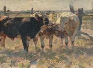 Kuhe Auf Der Weide: Out In The Pasture by Heinrich Johann Von Zugel