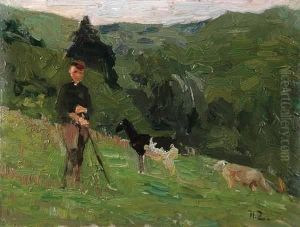 Attributed To Heinrich Johann Von Zugel , , The Young Goat Herder by Heinrich Johann Von Zugel
