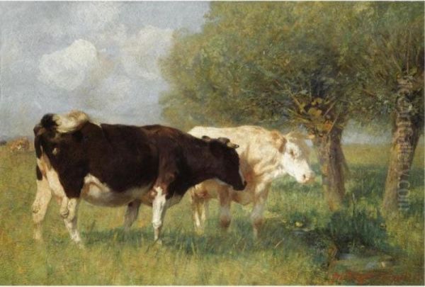 Zwei Rinder Auf Der Weide (two Cows In A Meadow) - view 1
