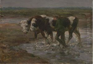 Ein Burger Mit Zwei Kuhe by Heinrich Johann Von Zugel