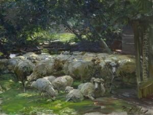 "schafherde Am Tumpel Beim
 Rehstall". by Heinrich Johann Von Zugel
