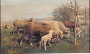 Schafe Auf Der Weide (sheep In A Pasture) by Heinrich Johann Von Zugel