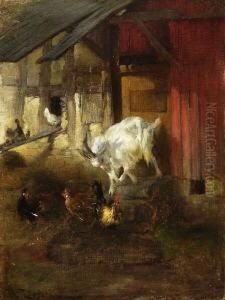 Ziegenbock Im Huhnerstall by Heinrich Johann Von Zugel