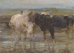 Cattle Watering by Heinrich Johann Von Zugel