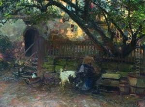 Madchen Mit Ziegenbock Am
Brunnen by Heinrich Johann Von Zugel