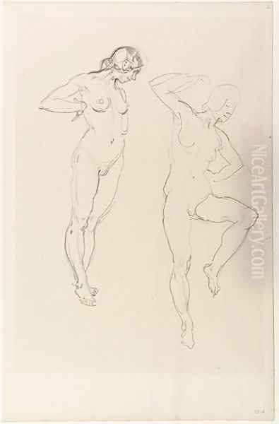 Nude female figure, standing on Tip-toe - view 1