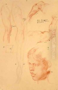 Annotated demonstration, Drawings and a Study of a Girl's Head