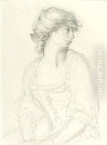 Half-length Study of a Seated Girl by Henry Tonks