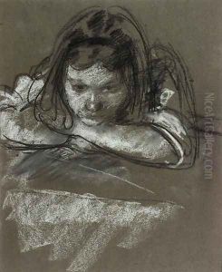 Head and Shoulders of a Girl at a Table Head and Shoulders of a Girl at a Table