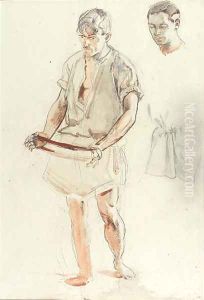 Man Standing- Studies of Head and of Shirt