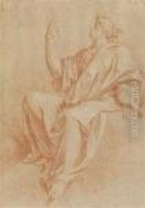 Studie Einer Frau Mit Drapiertem Umhang Und Lorbeerast by Aubin Vouet