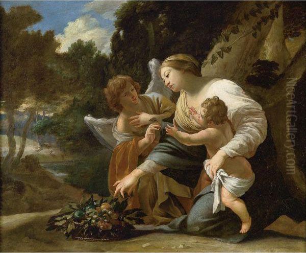 The Virgin And Child With An Angel In A Landscape - view 1
