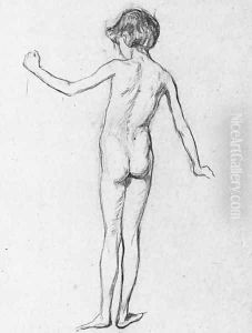 A Study Of A Female Nude, Rear View by Henry Tonks