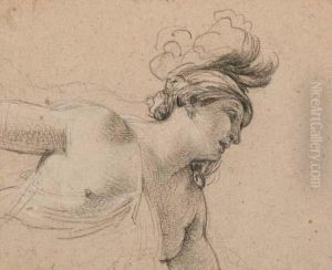 Une Femme En Buste, Vue De Trois-quarts Vers La Droite by Aubin Vouet