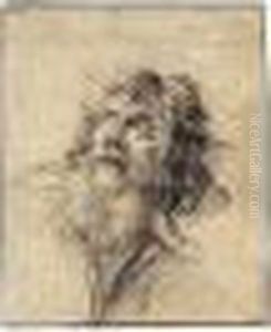 Head Of A Bearded Man, Looking Up To The Left by Aubin Vouet