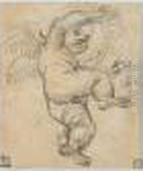 A Putto With A Garland, Seen From Below. - view 1