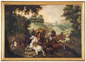 Paesaggio Con Battaglia Di Cavalieri by Sebastien Vrancx
