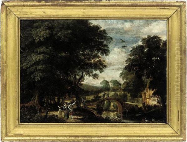 Elegant Figures In A Wooded Landscape - view 1