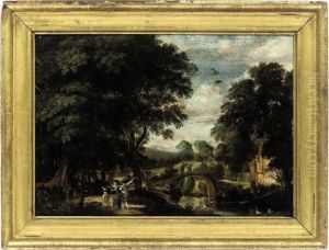 Elegant Figures In A Wooded Landscape by Sebastien Vrancx