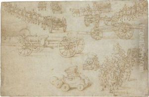 A Sheet Of Studies Of Soldiers, Cannon And Mortars by Sebastien Vrancx
