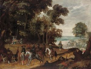 Cavaliers In A Wooded Landscape thumbnail