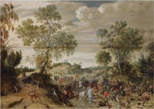 A Skirmish In A Wooded Landscape by Sebastien Vrancx
