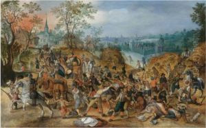 A Landscape With Travellers Ambushed Outside A Small Town