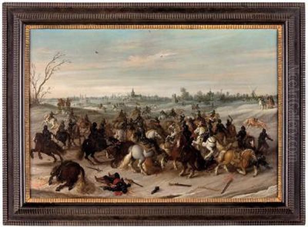 Die Schlacht Auf Der Vuchter
Heide Zwischen Den Truppen Der Reiterfuhrer Lecherbeetje Und Breaute - view 1