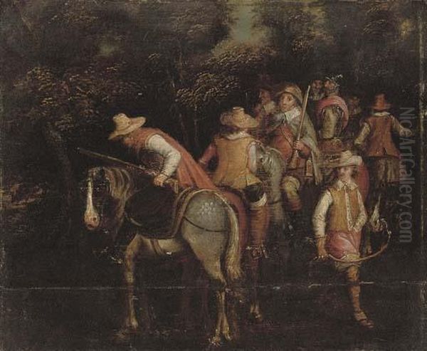 A Wooded Landscape With A Cavalry Troop - view 1