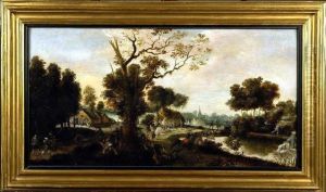 [soldats Assiegeant Un Village 
Defendu Par Des Paysans .] Huile Sur Panneau. Au Dos, La Main D'anvers 
Et La Marque Du Fabricant De Panneaux F.v.t. Pour Franchoys Van Thienen -
 Actif