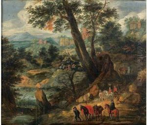 Paysage Avec Groupes De Personnages Et Cavaliers