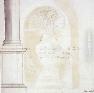 Sketch of a pillar and statue
