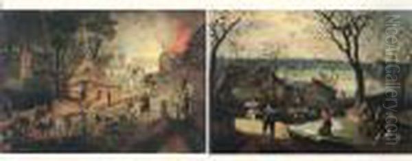 Scene D'incendie Dans Un Village - view 1