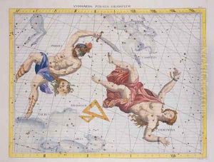 Constellation of Perseus and Andromeda, from Atlas Coelestis, by John Flamsteed 1646-1719, pub. in 1729