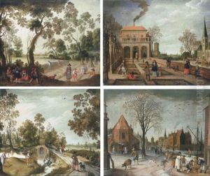 The Four Seasons: Spring, Summer, Autumn And Winter by Sebastien Vrancx