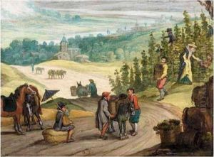 An Allegory Of Autumn, With Figures Harvesting Grapes by Sebastien Vrancx