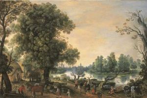 Paysans Revenant Du Marche Sur Un Chemin Au Bord D'une Riviere Paysans Revenant Du Marche Sur Un Chemin Au Bord D'une Riviere