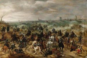 The Battle Between Officers
Braut And Gerard Abrahamsz., Calledlekkerbeetje, At Vught, 5 February
1600 by Sebastien Vrancx