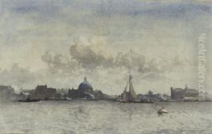 The Koepelkerk Seen From The River Ij, Amsterdam by Cornelis Vreedenburgh