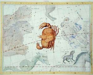 Constellation of Cancer, plate 4 from Atlas Coelestis, by John Flamsteed 1646-1710, published in 1729