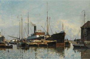 A Harbour Scene by Cornelis Vreedenburgh