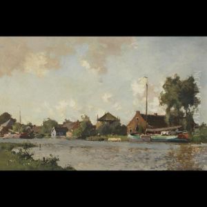 Quiet Moment In A Dutch Harbour by Cornelis Vreedenburgh