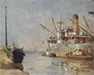 A View Of The Oostelijke Handelskade With The Ss Gouwestroom, Amsterdam A View Of The Oostelijke Handelskade With The Ss Gouwestroom, Amsterdam